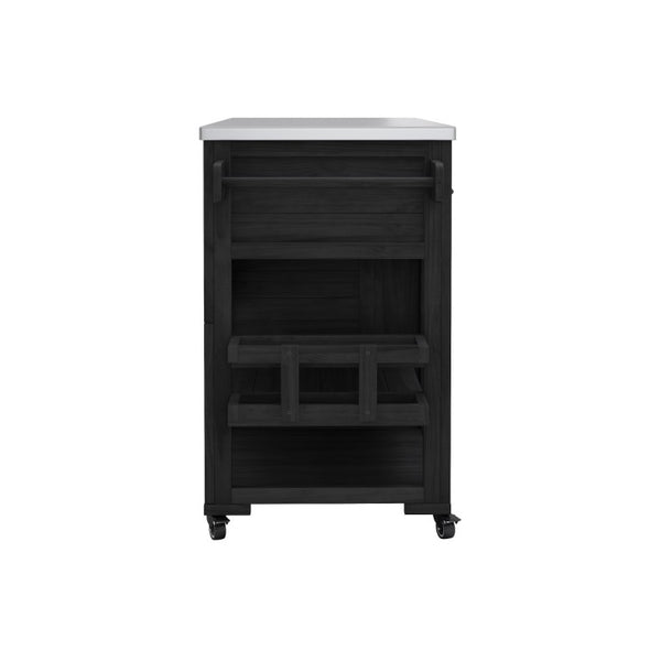 English Elm Topmax Fir Wood Grill Cart with Stainless Steel Top Gas Tank Storage and Spice Rack Black N717P508001B