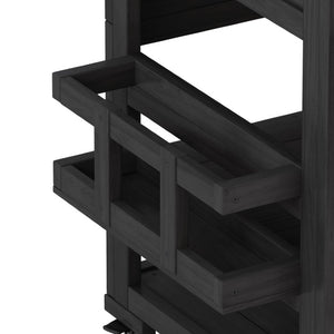 English Elm Topmax Fir Wood Grill Cart with Stainless Steel Top Gas Tank Storage and Spice Rack Black N717P508001B