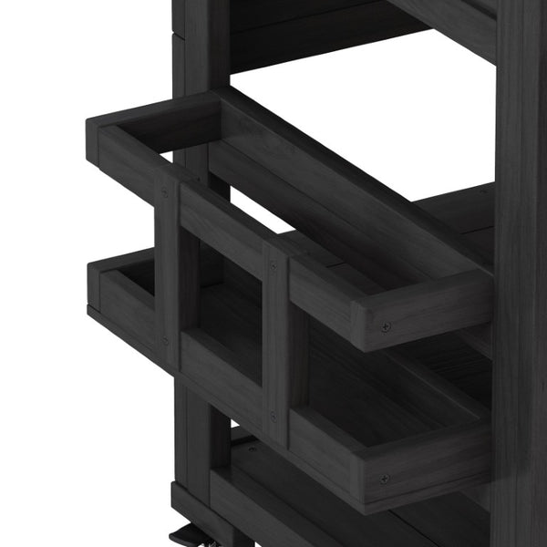 English Elm Topmax Fir Wood Grill Cart with Stainless Steel Top Gas Tank Storage and Spice Rack Black N717P508001B