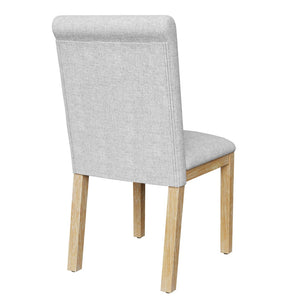 English Elm Topmax Farmhouse Trestle Extendable Dining Set with Upholstered Chairs Bench Rubberwood Natural+Light Gray N717S000048A