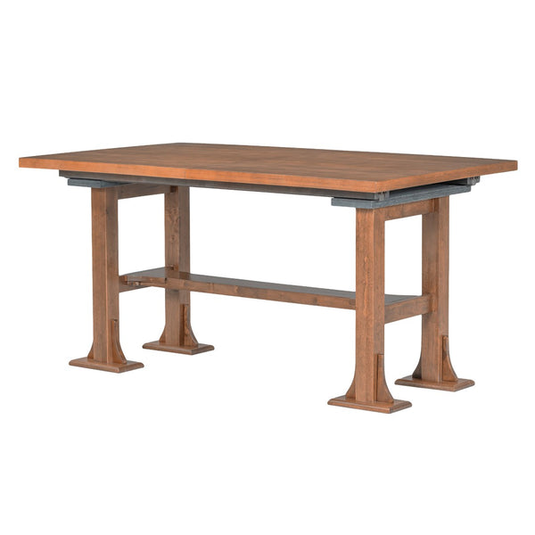 English Elm Topmax Farmhouse Trestle Extendable Dining Set with Upholstered Chairs Bench Rubberwood Brown+Ivory N717S000048D