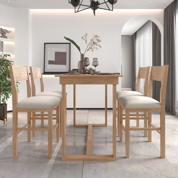 English Elm Topmax Farmhouse 5 Piece Counter Dining Set Distressed Acacia Top with Cushioned Chairs N717S000230A