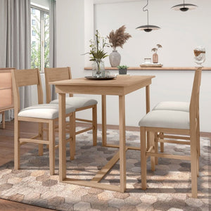 English Elm Topmax Farmhouse 5 Piece Counter Dining Set Distressed Acacia Top with Cushioned Chairs N717S000230A