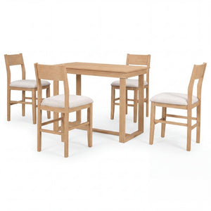 English Elm Topmax Farmhouse 5 Piece Counter Dining Set Distressed Acacia Top with Cushioned Chairs N717S000230A