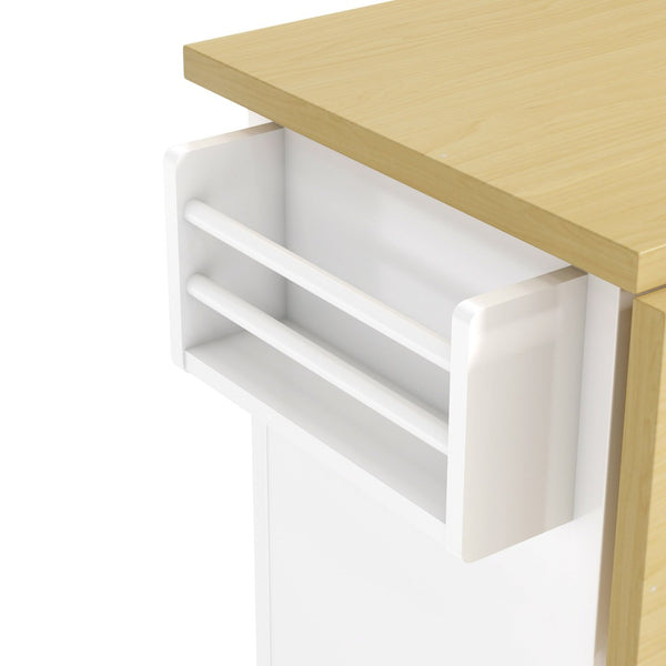 English Elm [product Topmax Farmhouse Island Table with Drop Leaf Power Outlet Drawers and 2 Stools White N717S000234K