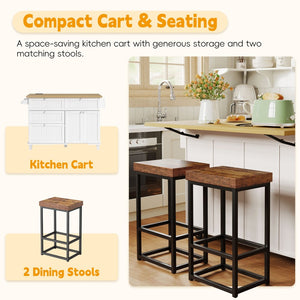 English Elm [product Topmax Farmhouse Island Table with Drop Leaf Power Outlet Drawers and 2 Stools White N717S000234K