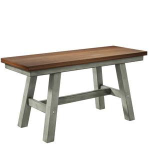 English Elm Topmax Farmhouse Six Piece Dining Set with Acacia Veneer Table Long Bench Four Chairs Walnut+Gray N717S000256E