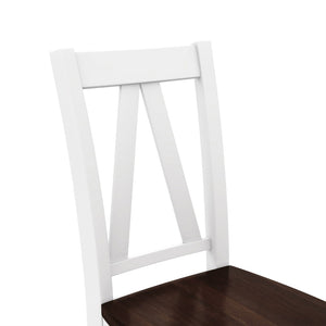 English Elm Topmax Farmhouse Six Piece Dining Set with Acacia Veneer Table Long Bench Four Chairs Espresso+White N717S000256K
