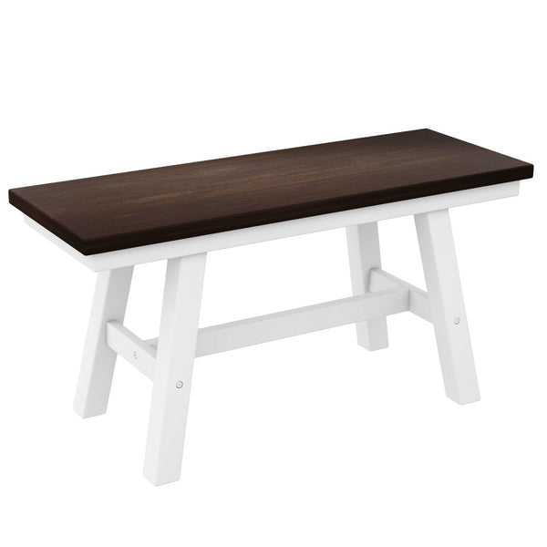 English Elm Topmax Farmhouse Six Piece Dining Set with Acacia Veneer Table Long Bench Four Chairs Espresso+White N717S000256K