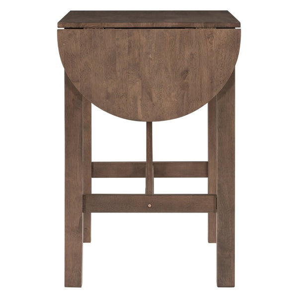 English Elm Topmax Drop Leaf Rubberwood Counter Dining Set with Upholstered Chairs for Small Spaces Brown N717S000259D