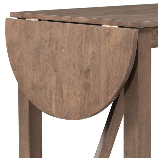 English Elm Topmax Drop Leaf Rubberwood Counter Dining Set with Upholstered Chairs for Small Spaces Brown N717S000259D