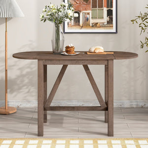 English Elm Topmax Drop Leaf Rubberwood Counter Dining Set with Upholstered Chairs for Small Spaces Brown N717S000259D