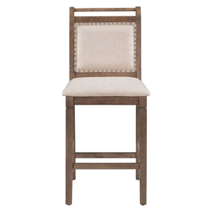 English Elm Topmax Drop Leaf Rubberwood Counter Dining Set with Upholstered Chairs for Small Spaces Brown N717S000259D