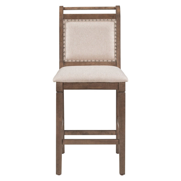 English Elm Topmax Drop Leaf Rubberwood Counter Dining Set with Upholstered Chairs for Small Spaces Brown N717S000259D