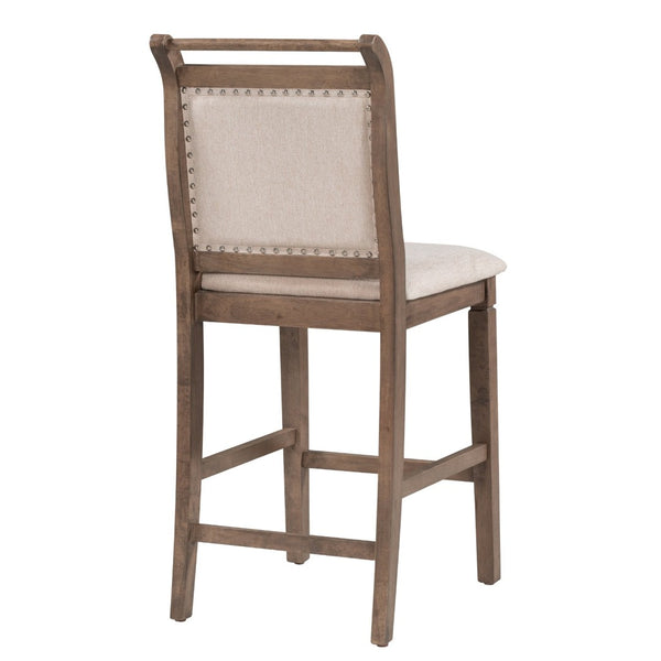 English Elm Topmax Drop Leaf Rubberwood Counter Dining Set with Upholstered Chairs for Small Spaces Brown N717S000259D