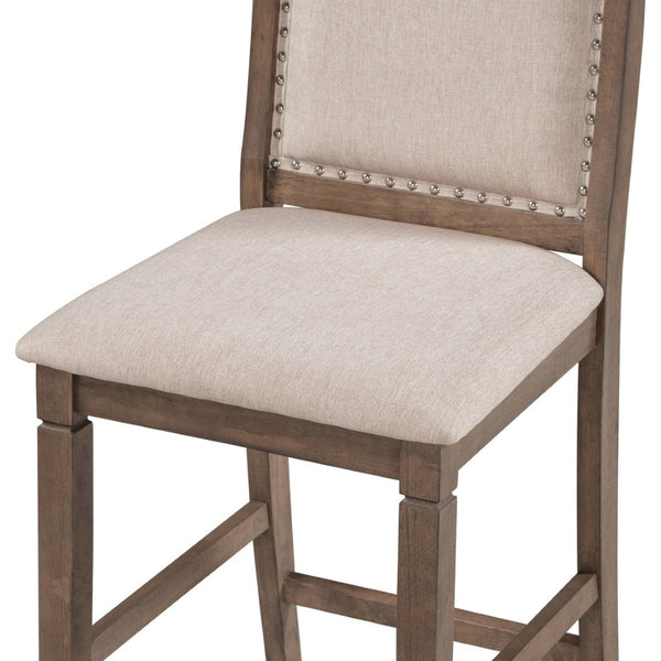 English Elm Topmax Drop Leaf Rubberwood Counter Dining Set with Upholstered Chairs for Small Spaces Brown N717S000259D
