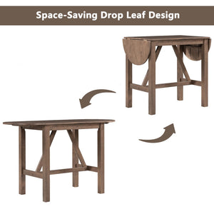 English Elm Topmax Drop Leaf Rubberwood Counter Dining Set with Upholstered Chairs for Small Spaces Brown N717S000259D