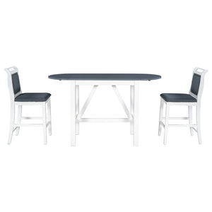 English Elm Topmax Drop Leaf Rubberwood Counter Dining Set with Upholstered Chairs for Small Spaces White N717S000259E