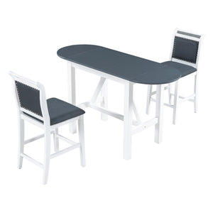 English Elm Topmax Drop Leaf Rubberwood Counter Dining Set with Upholstered Chairs for Small Spaces White N717S000259E