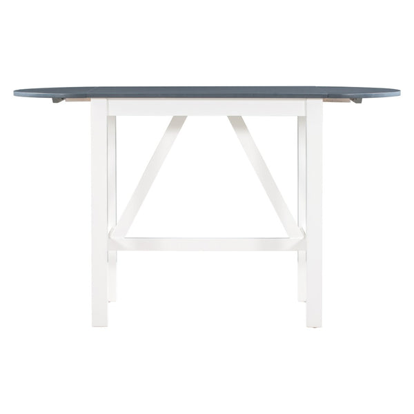 English Elm Topmax Drop Leaf Rubberwood Counter Dining Set with Upholstered Chairs for Small Spaces White N717S000259E