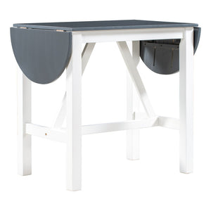 English Elm Topmax Drop Leaf Rubberwood Counter Dining Set with Upholstered Chairs for Small Spaces White N717S000259E
