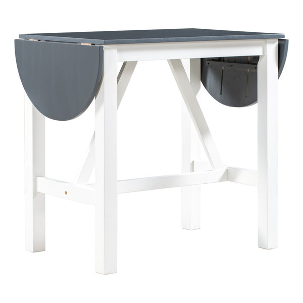 English Elm Topmax Drop Leaf Rubberwood Counter Dining Set with Upholstered Chairs for Small Spaces White N717S000259E