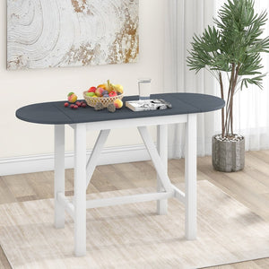 English Elm Topmax Drop Leaf Rubberwood Counter Dining Set with Upholstered Chairs for Small Spaces White N717S000259E
