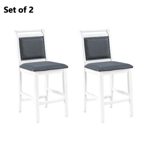 English Elm Topmax Drop Leaf Rubberwood Counter Dining Set with Upholstered Chairs for Small Spaces White N717S000259E