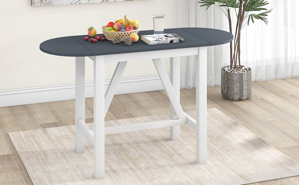 English Elm Topmax Drop Leaf Rubberwood Counter Dining Set with Upholstered Chairs for Small Spaces White N717S000259E