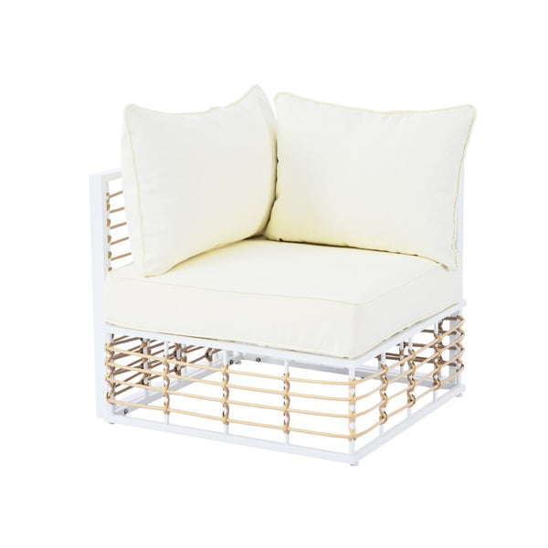 English Elm Topmax 7 Piece Outdoor Sectional Sofa Set Pe Rattan Steel Frame Thick Cushions Patio White N717S100026K