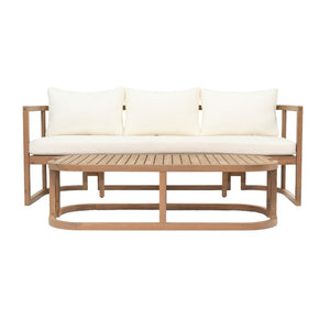English Elm Topmax Acacia Wood 4 Piece Modular Sofa Set with Thick Cushions for Indoor Outdoor Living N717S264001A