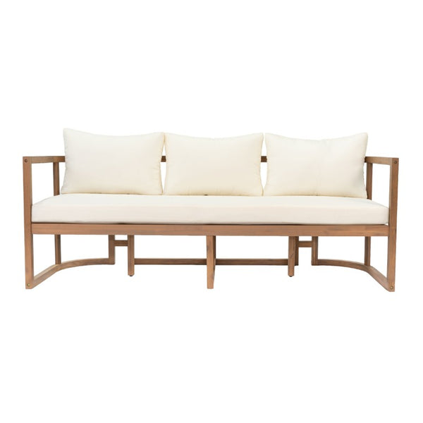 English Elm Topmax Acacia Wood 4 Piece Modular Sofa Set with Thick Cushions for Indoor Outdoor Living N717S264001A