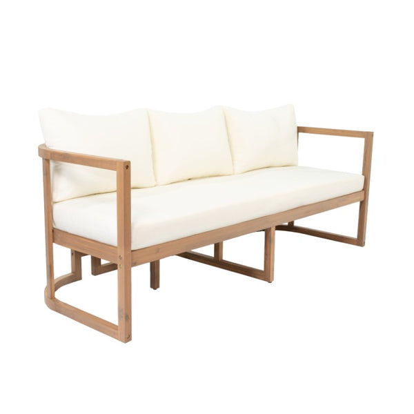 English Elm Topmax Acacia Wood 4 Piece Modular Sofa Set with Thick Cushions for Indoor Outdoor Living N717S264001A