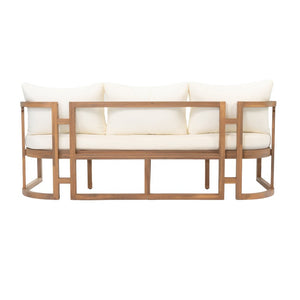 English Elm Topmax Acacia Wood 4 Piece Modular Sofa Set with Thick Cushions for Indoor Outdoor Living N717S264001A
