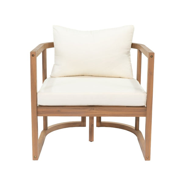 English Elm Topmax Acacia Wood 4 Piece Modular Sofa Set with Thick Cushions for Indoor Outdoor Living N717S264001A