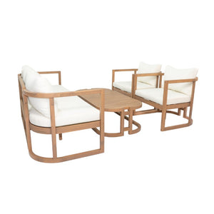English Elm Topmax Acacia Wood 4 Piece Modular Sofa Set with Thick Cushions for Indoor Outdoor Living N717S264001A