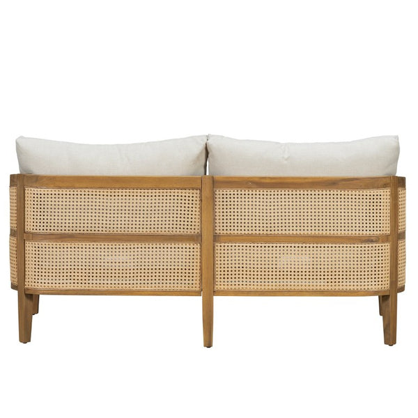 English Elm Topmax 5 Piece Acacia Hardwood Modular Outdoor Sofa Set with PE Rattan Panels N717S265001N
