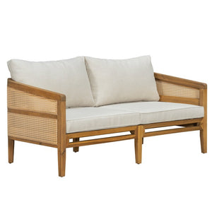 English Elm Topmax 5 Piece Acacia Hardwood Modular Outdoor Sofa Set with PE Rattan Panels N717S265001N