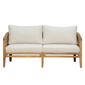 English Elm Topmax 5 Piece Acacia Hardwood Modular Outdoor Sofa Set with PE Rattan Panels N717S265001N