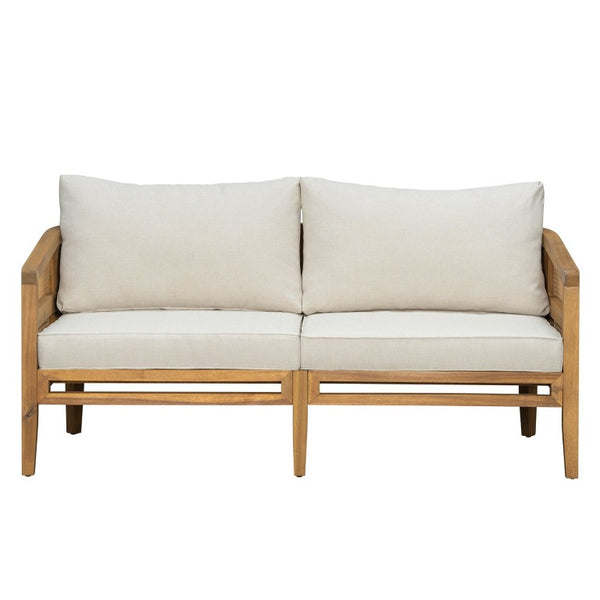 English Elm Topmax 5 Piece Acacia Hardwood Modular Outdoor Sofa Set with PE Rattan Panels N717S265001N