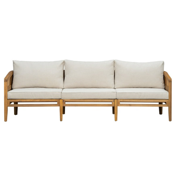 English Elm Topmax 5 Piece Acacia Hardwood Modular Outdoor Sofa Set with PE Rattan Panels N717S265001N