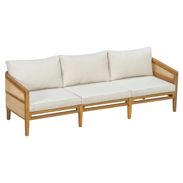 English Elm Topmax 5 Piece Acacia Hardwood Modular Outdoor Sofa Set with PE Rattan Panels N717S265001N