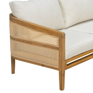 English Elm Topmax 5 Piece Acacia Hardwood Modular Outdoor Sofa Set with PE Rattan Panels N717S265001N