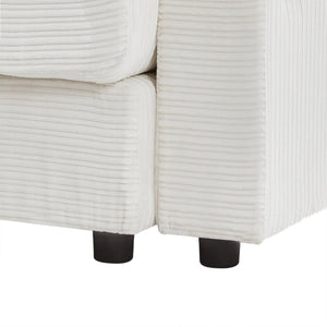 English Elm 39.4" Corduroy Single Sofa with Hidden Armrest Storage Usb Ports and Cup Holders Beige N719P211024A