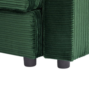 English Elm 39.4" Corduroy Single Sofa with Hidden Armrest Storage Usb Ports and Cup Holders Green N719P211024F