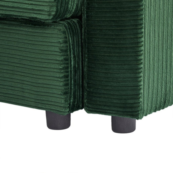 English Elm 39.4" Corduroy Single Sofa with Hidden Armrest Storage Usb Ports and Cup Holders Green N719P211024F