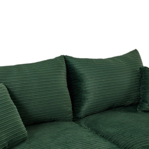 English Elm 39.4" Corduroy Single Sofa with Hidden Armrest Storage Usb Ports and Cup Holders Green N719P211024F