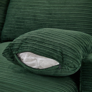 English Elm 39.4" Corduroy Single Sofa with Hidden Armrest Storage Usb Ports and Cup Holders Green N719P211024F