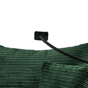 English Elm 39.4" Corduroy Single Sofa with Hidden Armrest Storage Usb Ports and Cup Holders Green N719P211024F