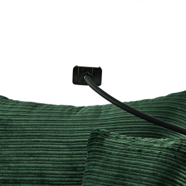 English Elm 39.4" Corduroy Single Sofa with Hidden Armrest Storage Usb Ports and Cup Holders Green N719P211024F